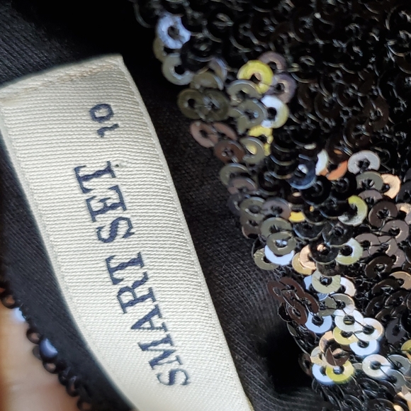 Short Sequined Dress with Lined Chiffon Skirt - Picture 5 of 5